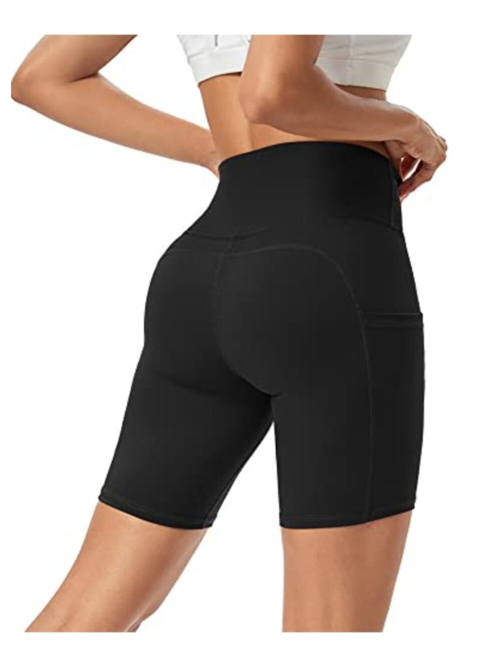 Promover High Waist Biker Shorts with Pockets Yoga Workout Running Shorts